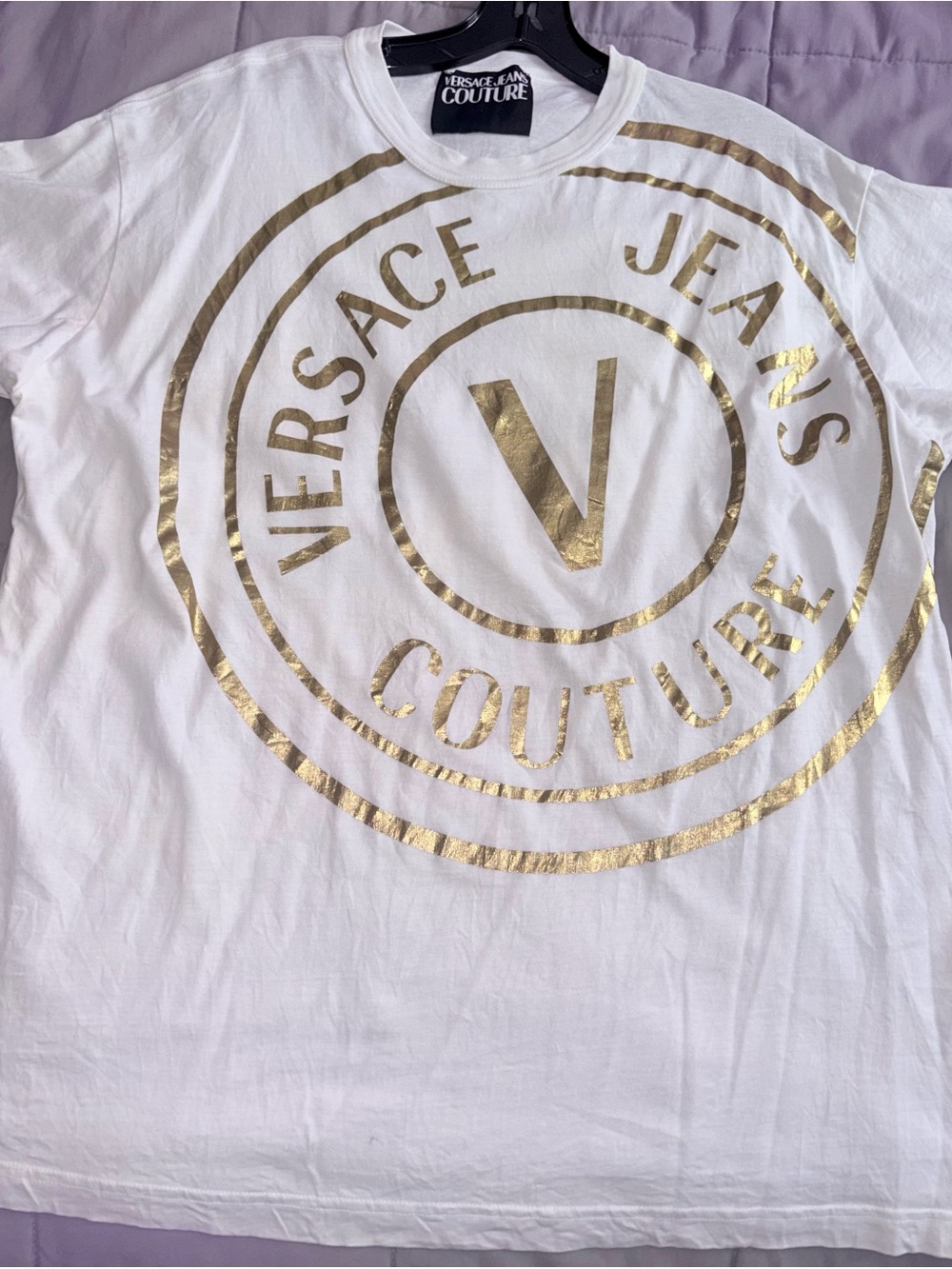 Versace Jeans Collection White T-Shirt with Gold Logo Seal